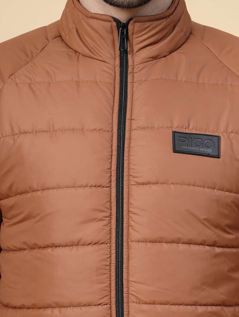 brown polyester quilted & puffer jacket - 21143619 - Standard Image - 8