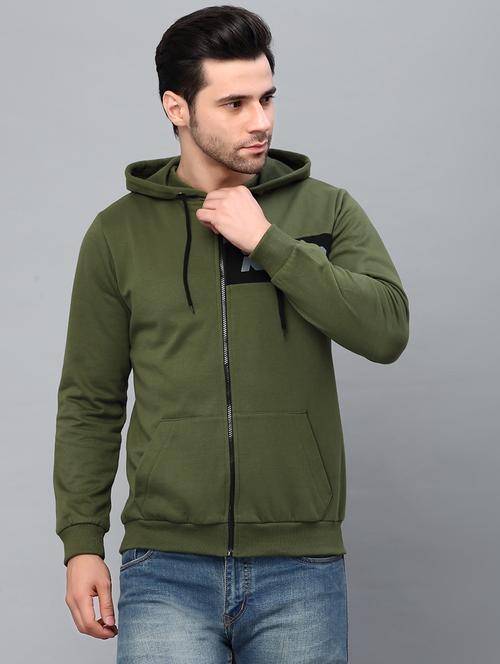 olive green fleece casual jacket - 21143684 - Standard Image - 0