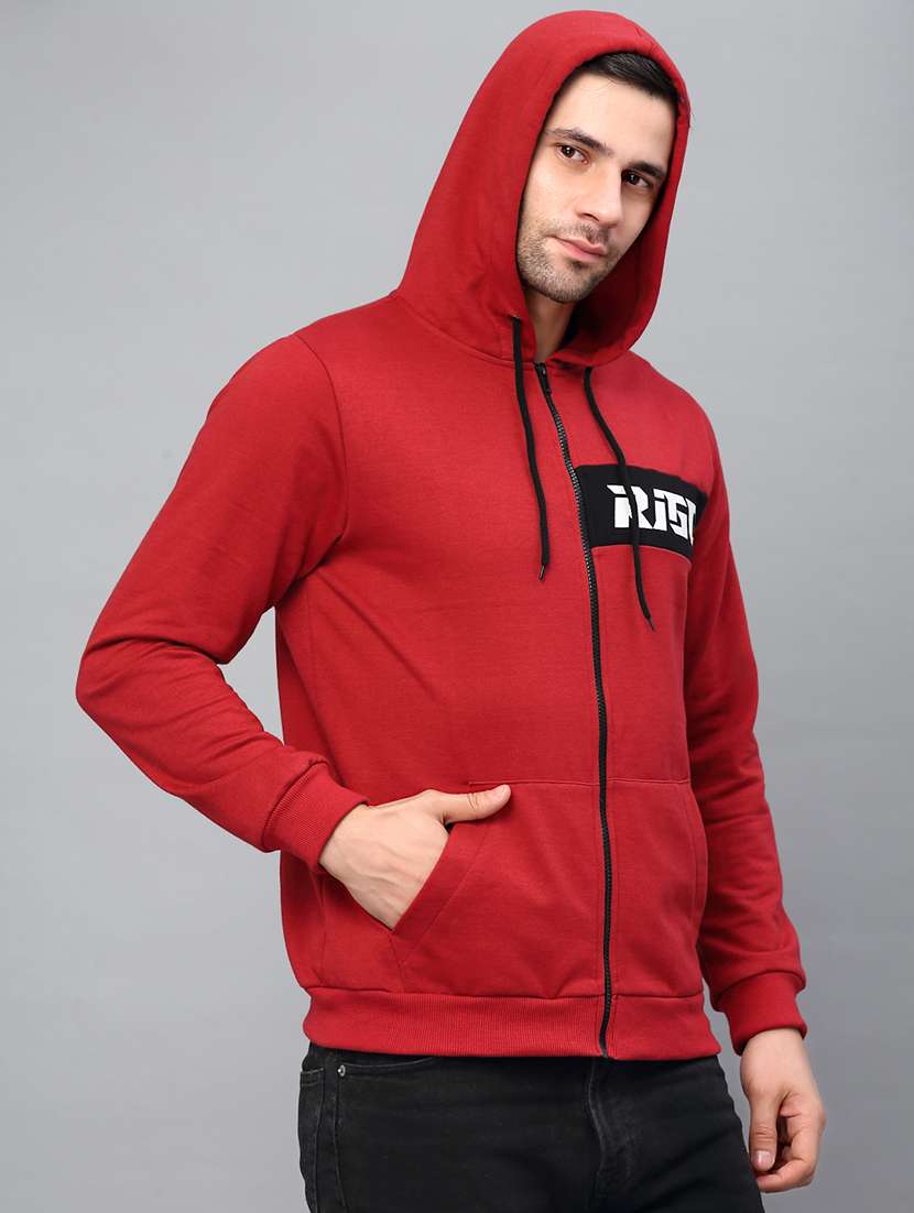 men plain long sleeve hooded sweatshirt - 21143685 -  Standard Image - 3