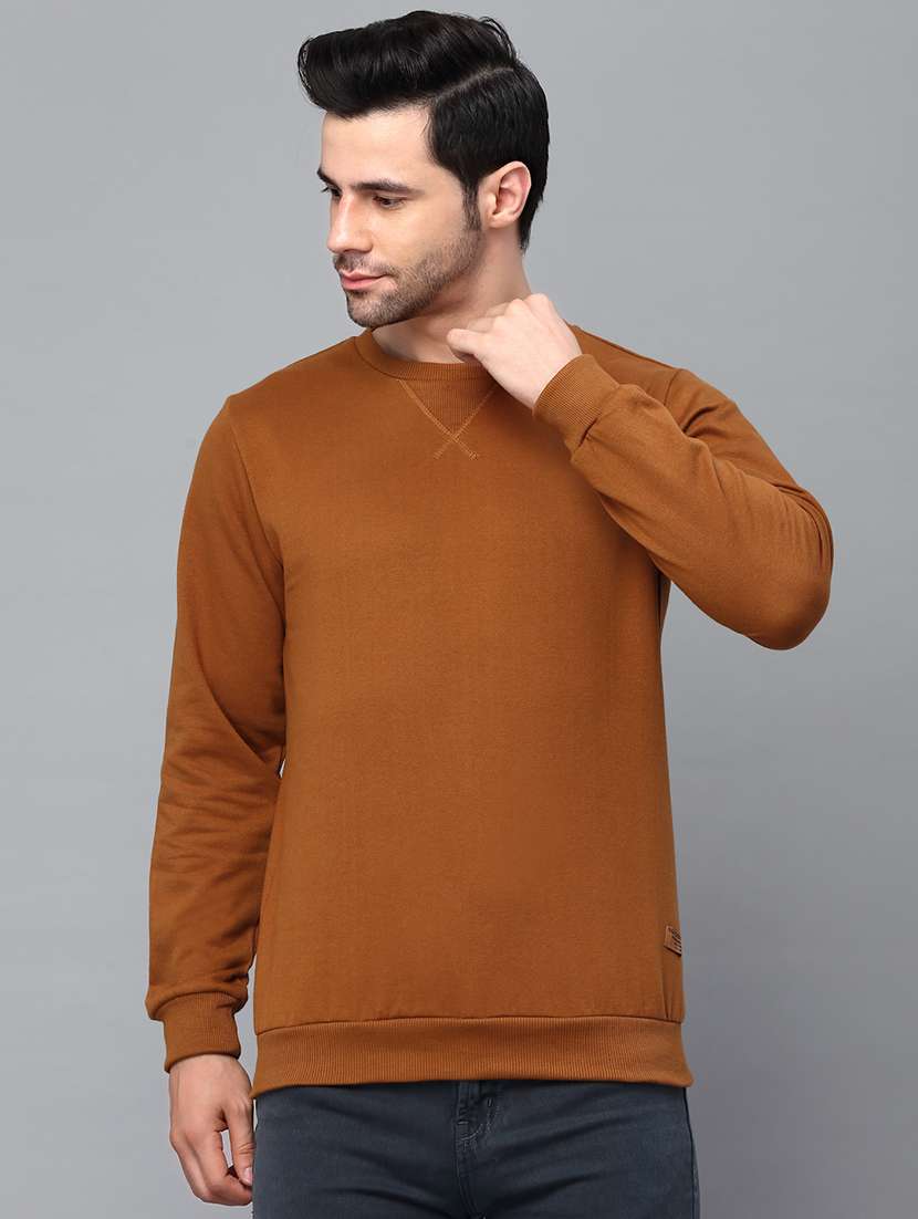 brown fleece plain sweatshirt