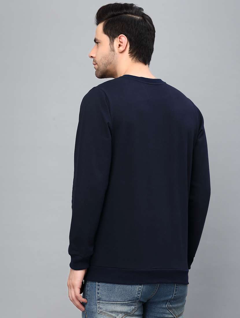 navy blue fleece chest print sweatshirt - 21143706 - Standard Image - 3