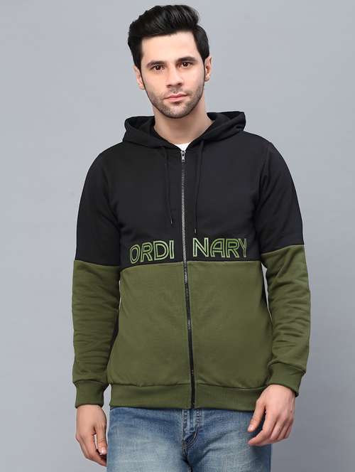 olive fleece color block sweatshirt - 21143712 - Standard Image - 0