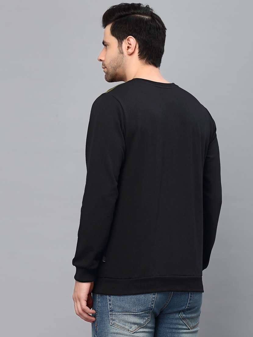 black cotton color block sweatshirt - 21143714 -  Standard Image - 3