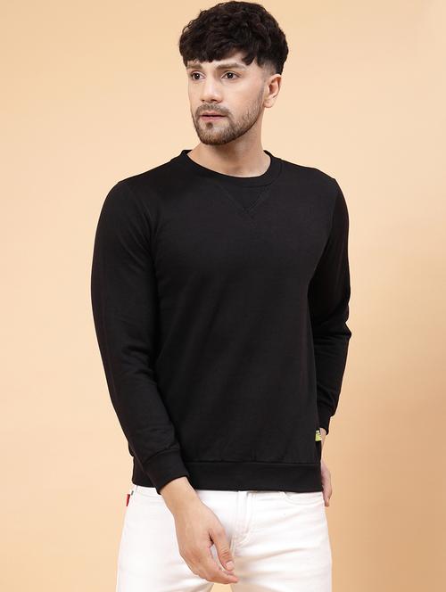 solid black round neck sweatshirt - 21143728 - Standard Image - 0