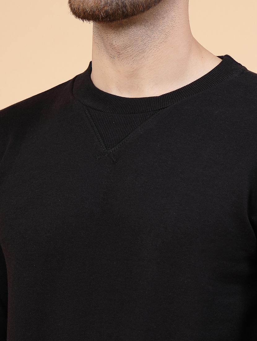 solid black round neck sweatshirt - 21143728 - Standard Image - 3