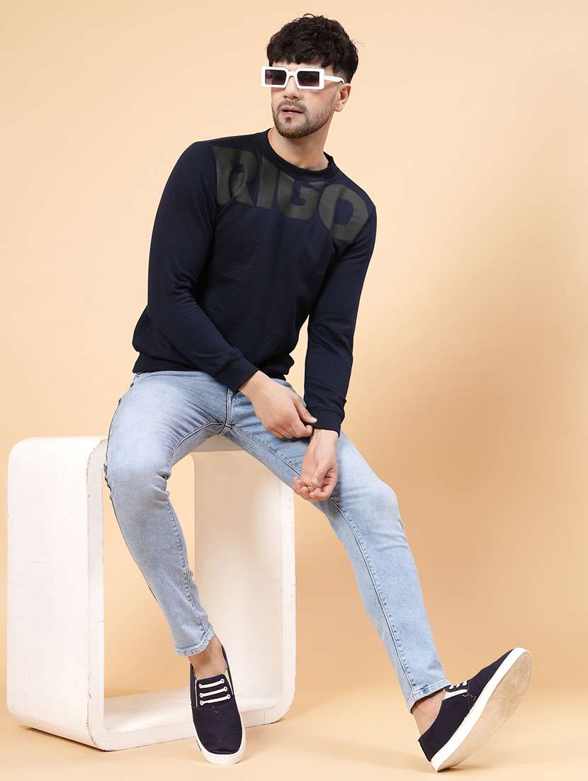 navy blue placement printed sweatshirt - 21143731 - Standard Image - 3