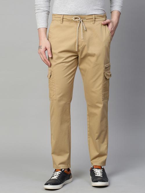 solid khaki casual cargo trouser - 21143946 - Standard Image - 0