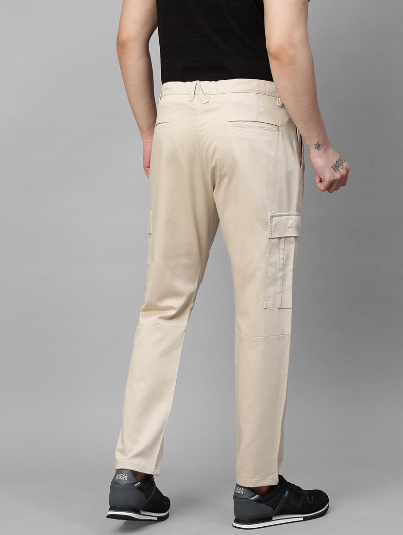 solid beige casual cargo trouser - 21143952 - Standard Image - 3