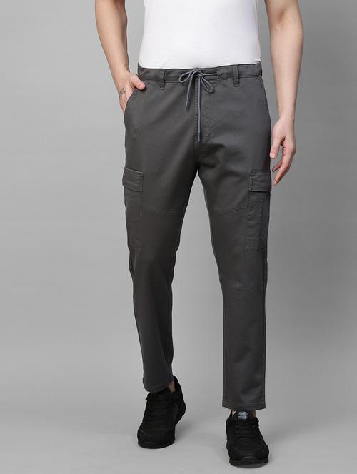 men solids cargos casual trouser - 21143953 - Standard Image - 0
