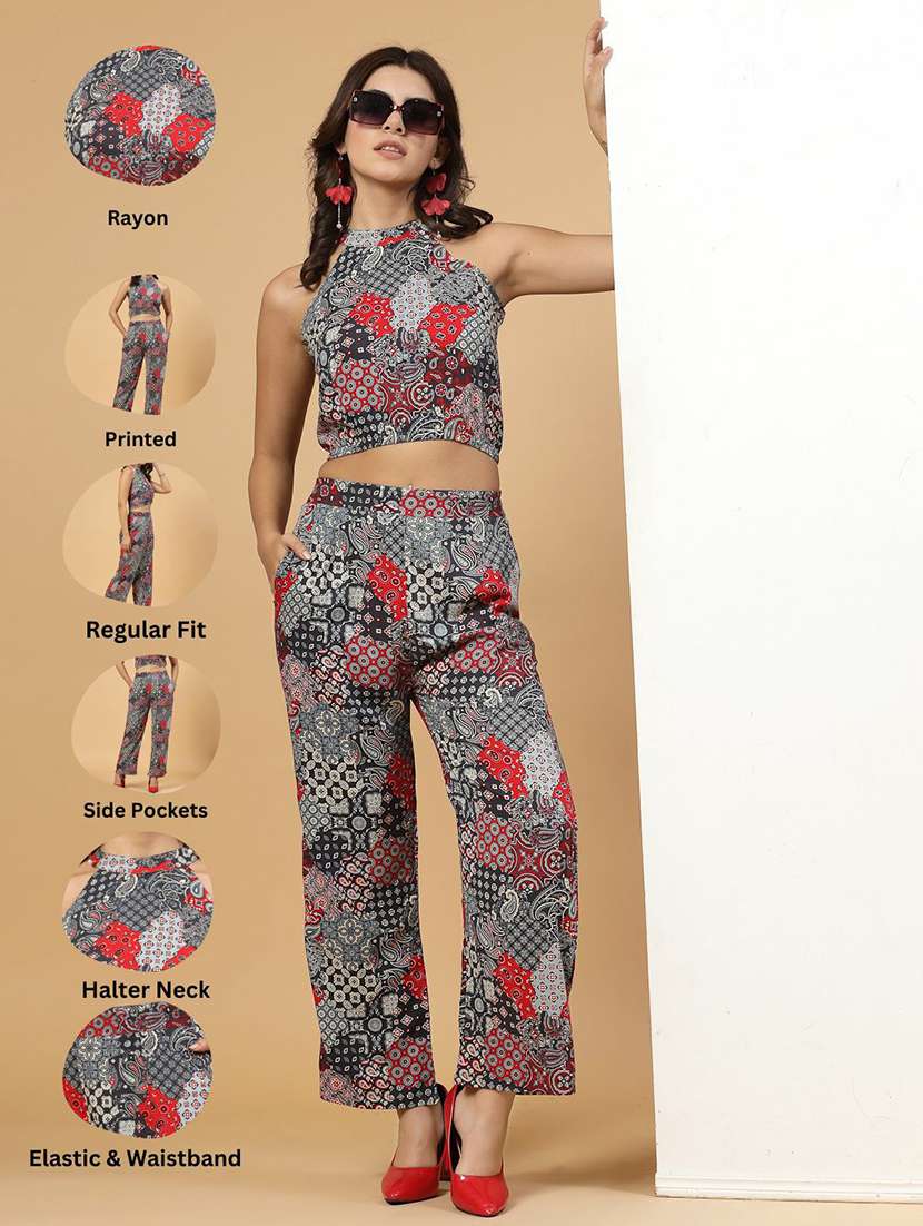 black rayon top and trouser co-ord set - 21144016 -  Standard Image - 5