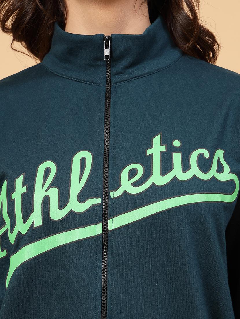 teal fleece colourblocked varsity jacket - 21144435 - Standard Image - 8