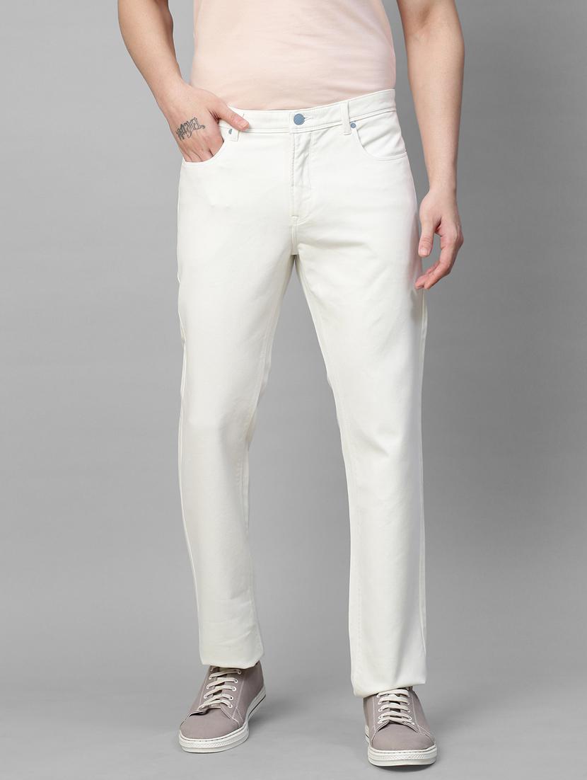 solid white casual chinos trouser - 21144437 - Zoom Image - 0