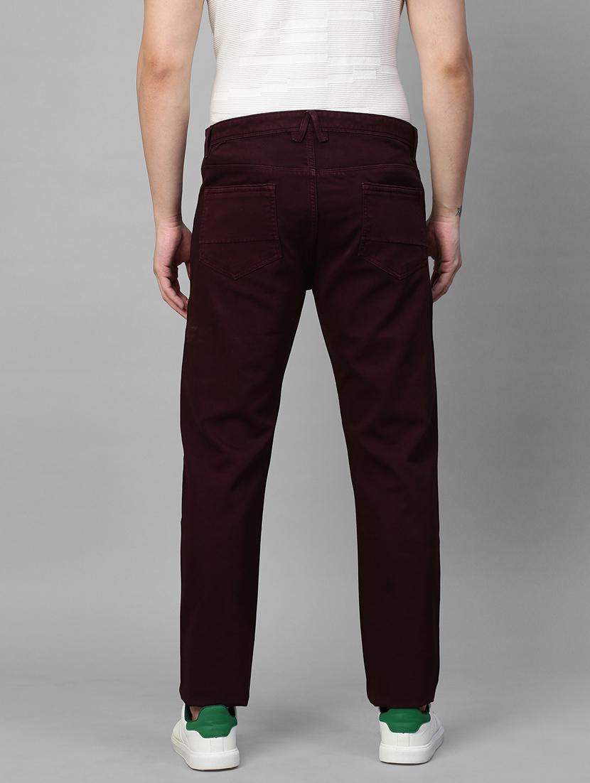 men maroon solids chinos casual trousers - 21144440 - Standard Image - 3