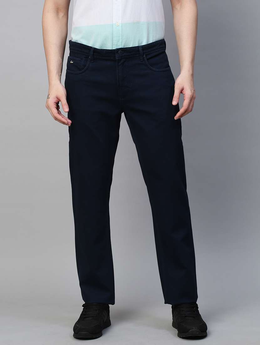 men navy blue chinos casual trousers - 21144441 -  Zoom Image - 0