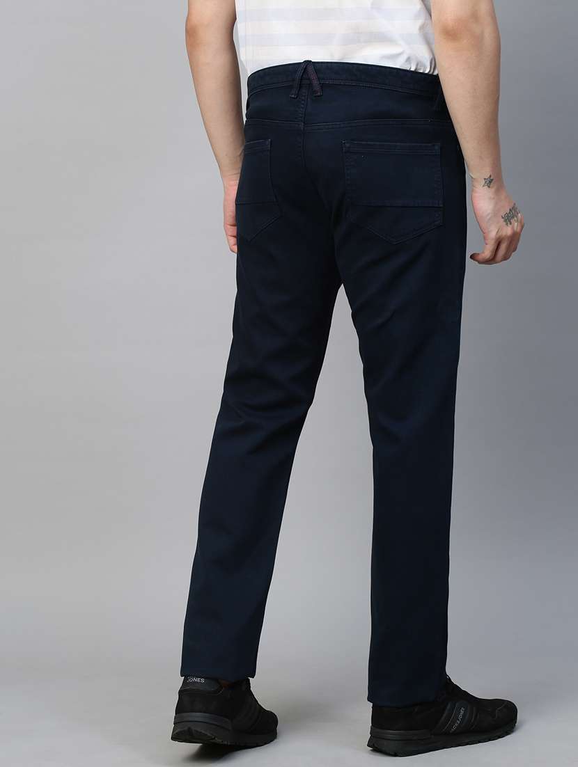 men navy blue chinos casual trousers - 21144441 - Standard Image - 3