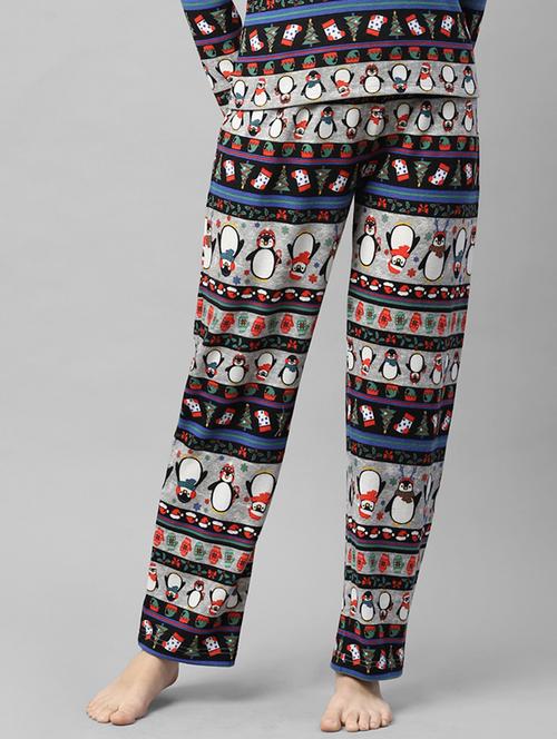 grey cotton printed pajama - 21144561 - Standard Image - 0