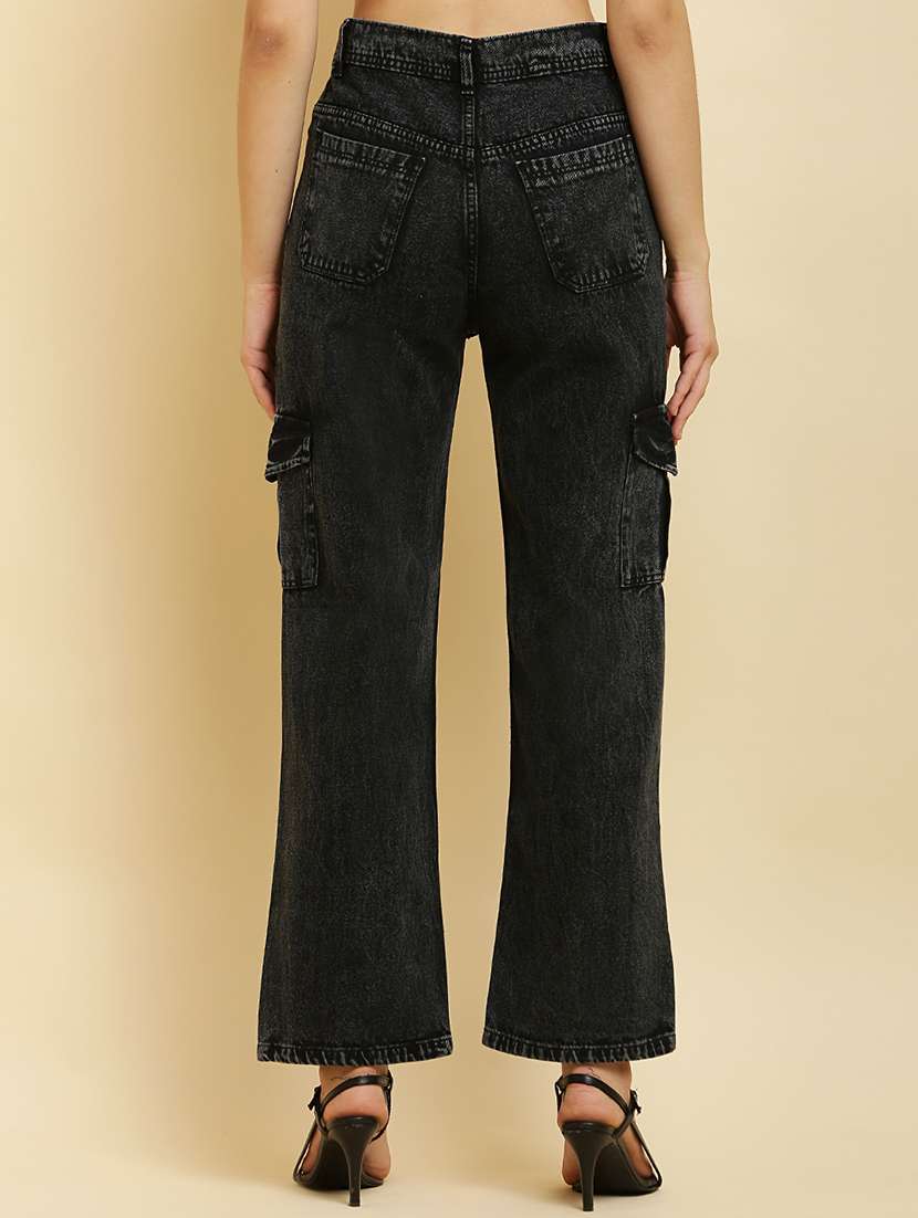 black denim cargos trouser - 21144572 - Standard Image - 3