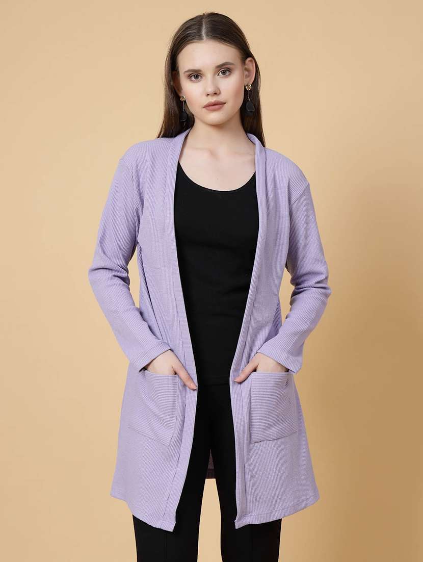 solid lavender casual shrug - 21144574 -  Zoom Image - 0