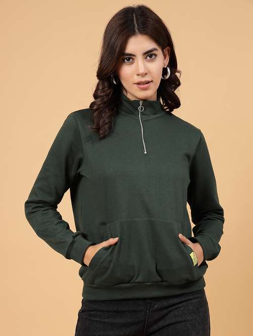 green fleece back print sweatshirt - 21144575 -  Standard Image - 0