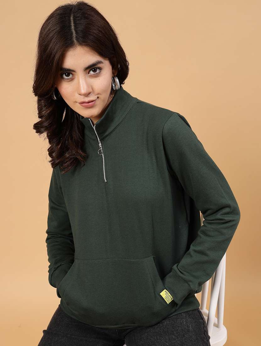 green fleece back print sweatshirt - 21144575 -  Standard Image - 5