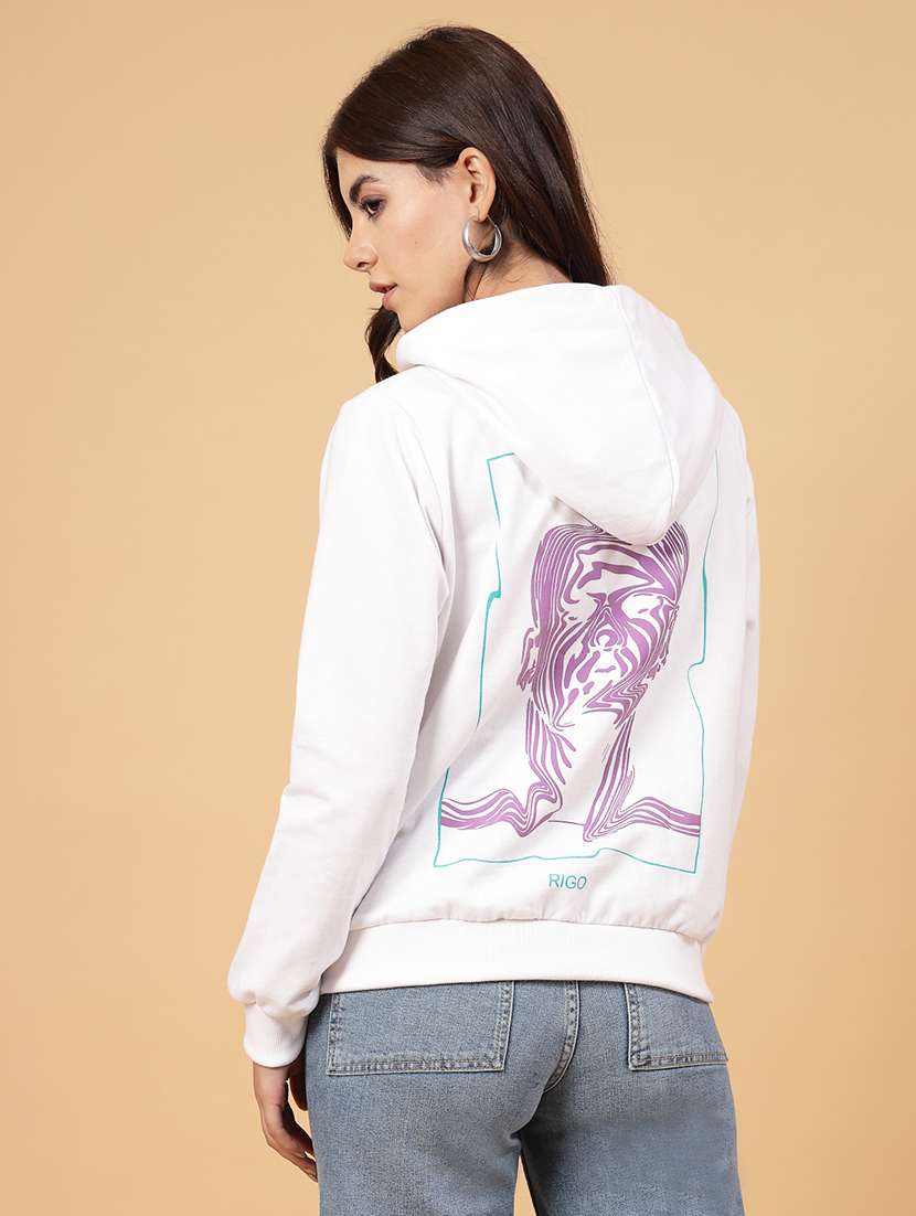 white fleece back print sweatshirt - 21144579 -  Standard Image - 3