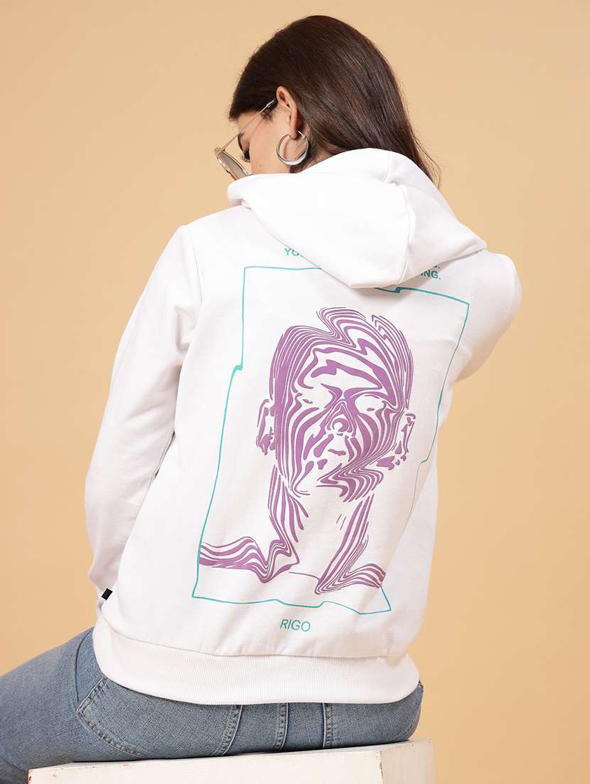 white fleece back print sweatshirt - 21144579 -  Standard Image - 5