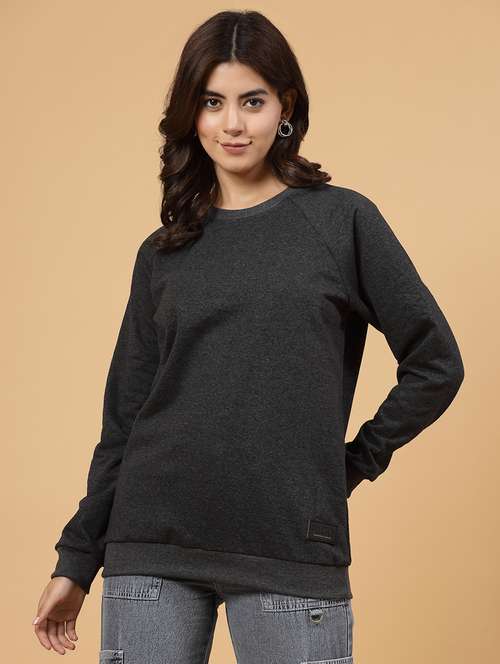 charcoal fleece back print sweatshirt - 21144586 - Standard Image - 0