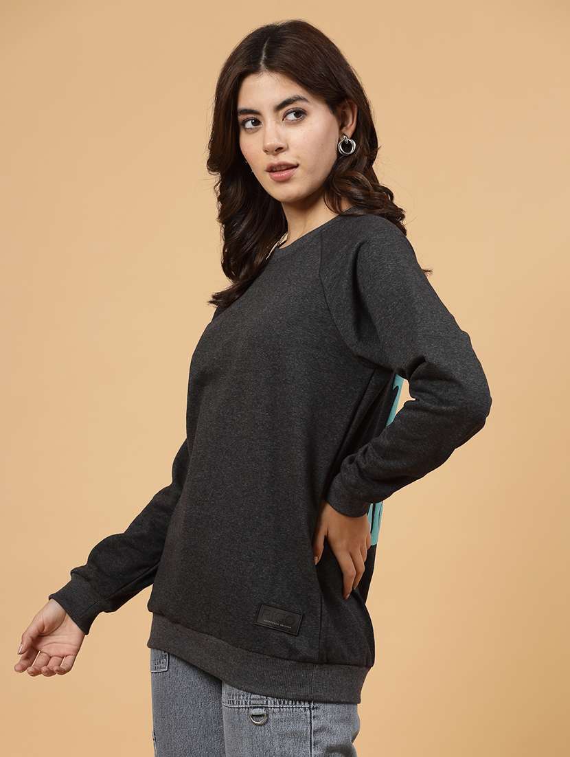 charcoal fleece back print sweatshirt - 21144586 - Standard Image - 3