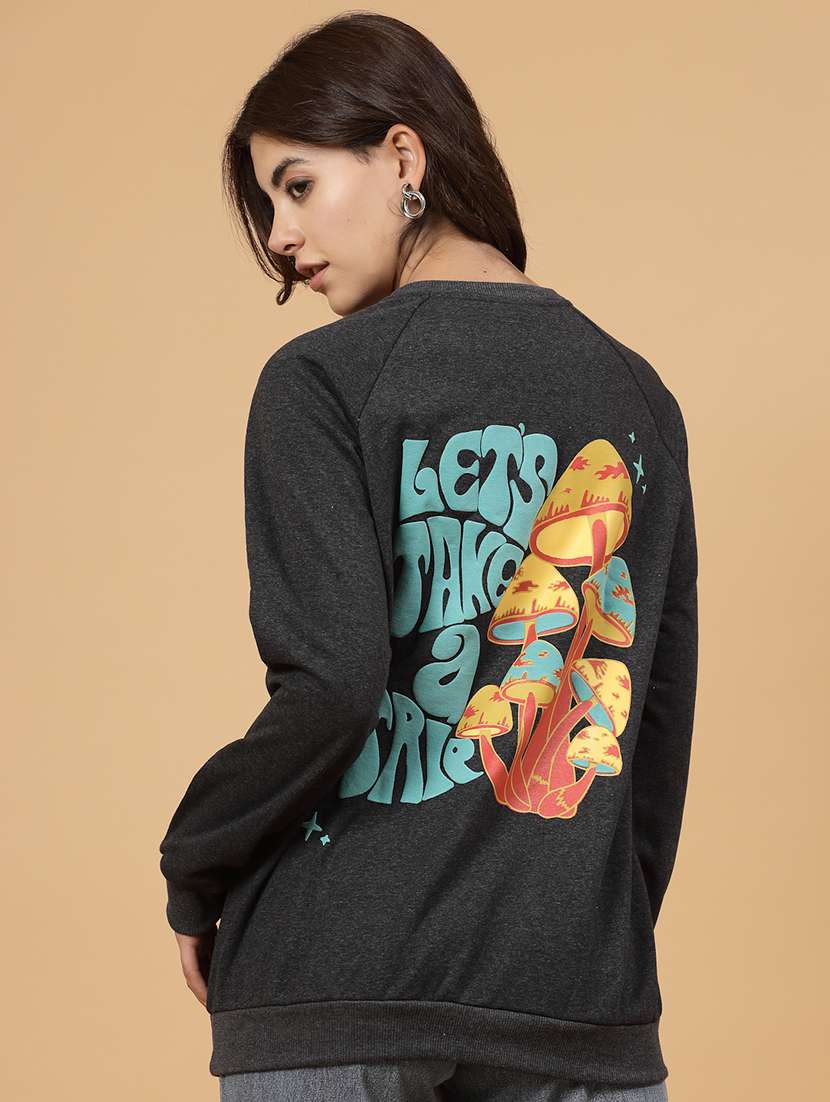 charcoal fleece back print sweatshirt - 21144586 - Standard Image - 5