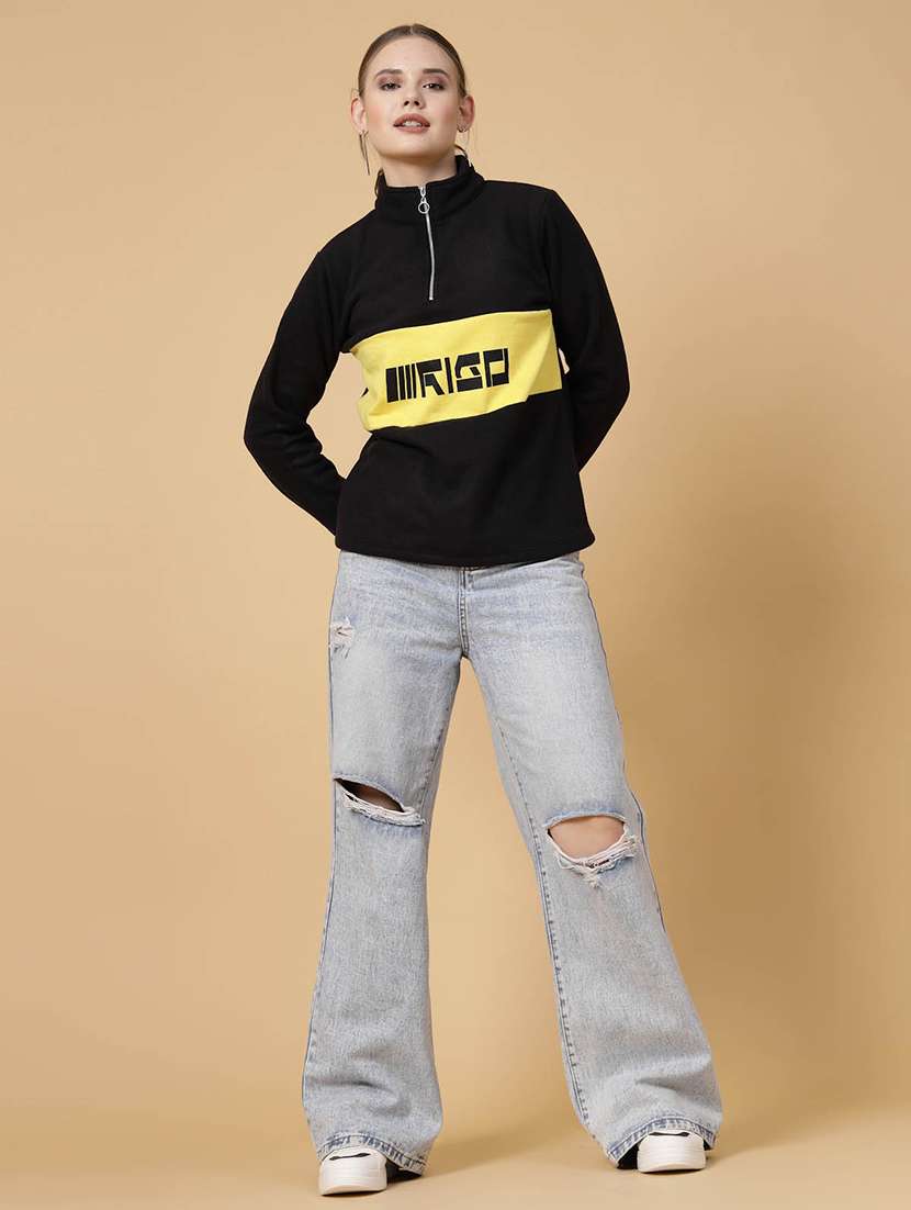 black fleece front print sweatshirt - 21144587 - Standard Image - 5