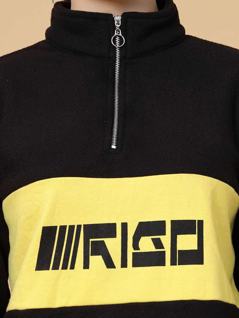 black fleece front print sweatshirt - 21144587 - Standard Image - 8