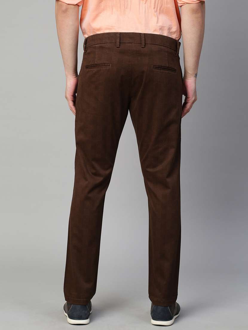 brown checked printed casual trouser - 21144896 -  Standard Image - 3