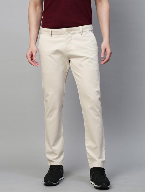 solid cream casual trouser - 21144897 -  Standard Image - 0
