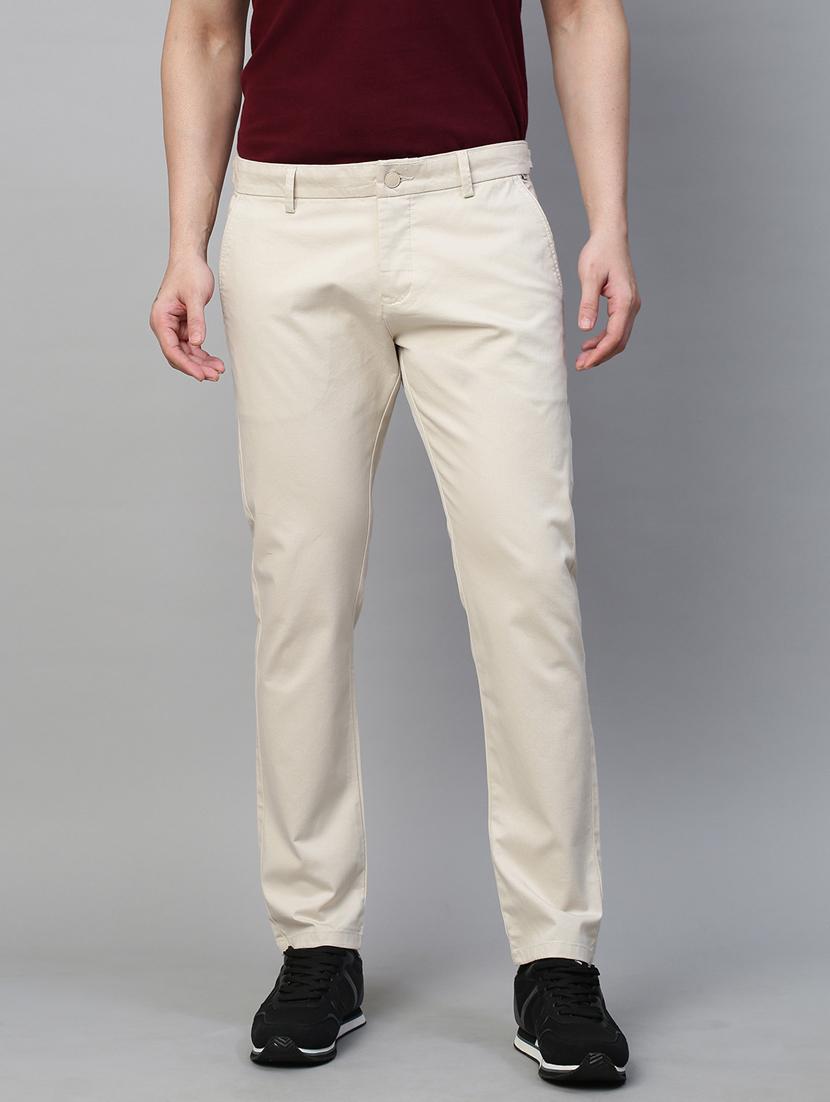 solid cream casual trouser - 21144897 -  Zoom Image - 0