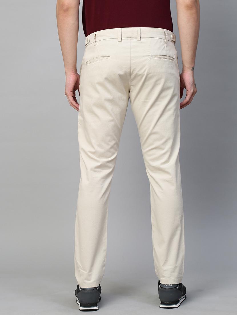 solid cream casual trouser - 21144897 - Standard Image - 3