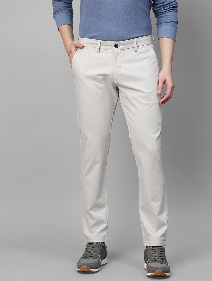 men grey solids flat front casual trousers - 21144901 - Zoom Image - 0