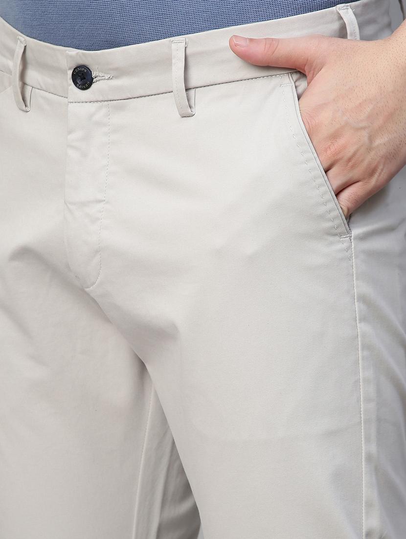 men grey solids flat front casual trousers - 21144901 - Standard Image - 5
