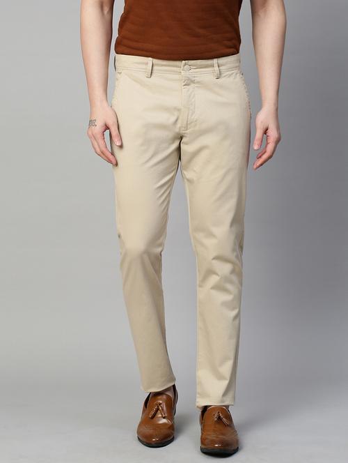 men solids flat front casual trouser - 21144918 - Standard Image - 0