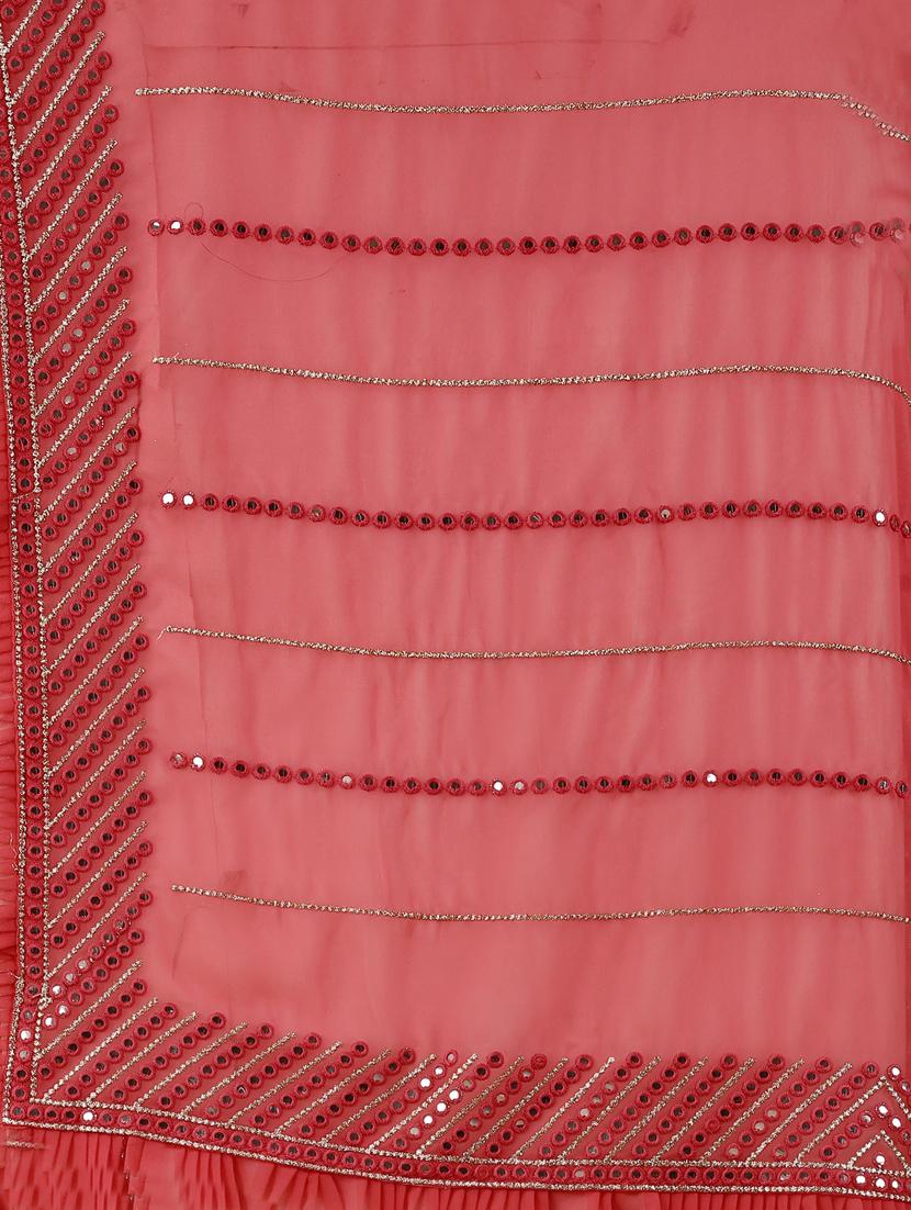 coral pink embroidered saree with blouse - 21144924 - Standard Image - 3