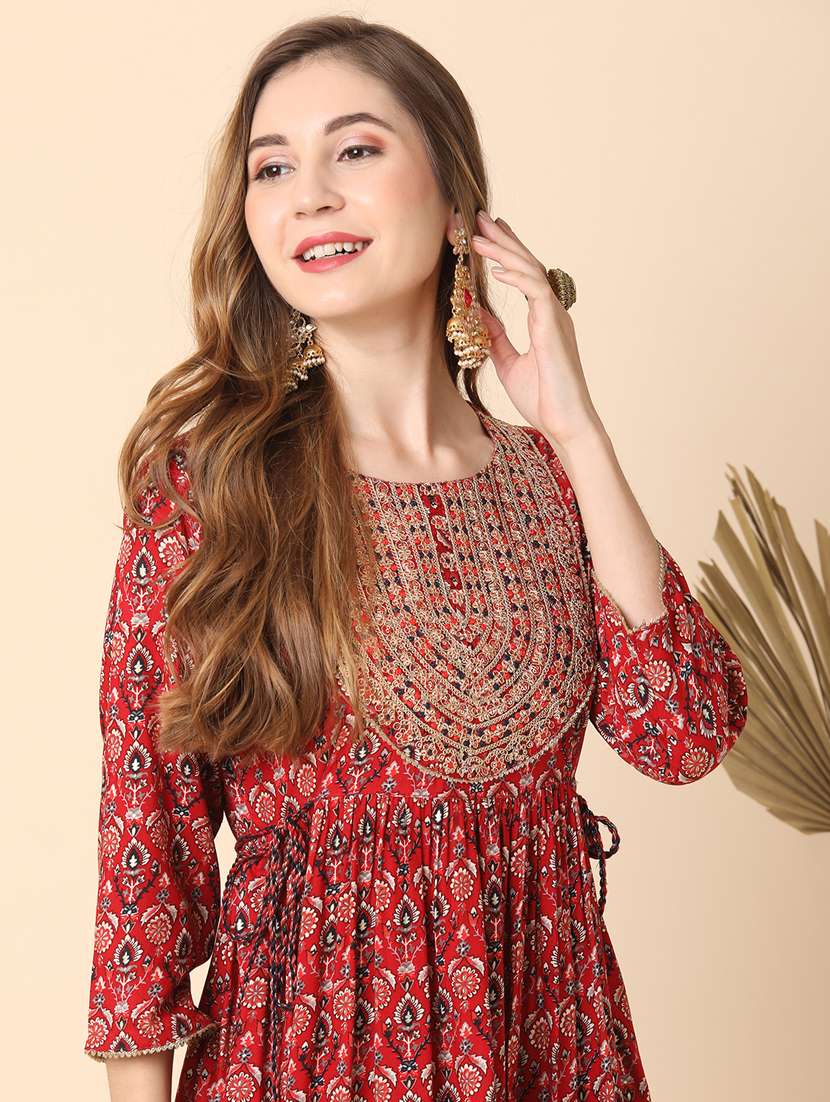 women redd printed fit & flare ethnic dress - 21144980 -  Standard Image - 3