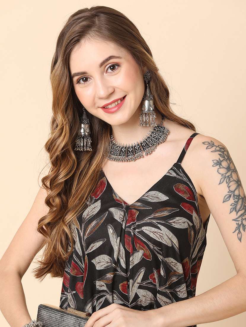 globus women black allover printed dhoti style jumpsuit - 21145014 -  Standard Image - 3