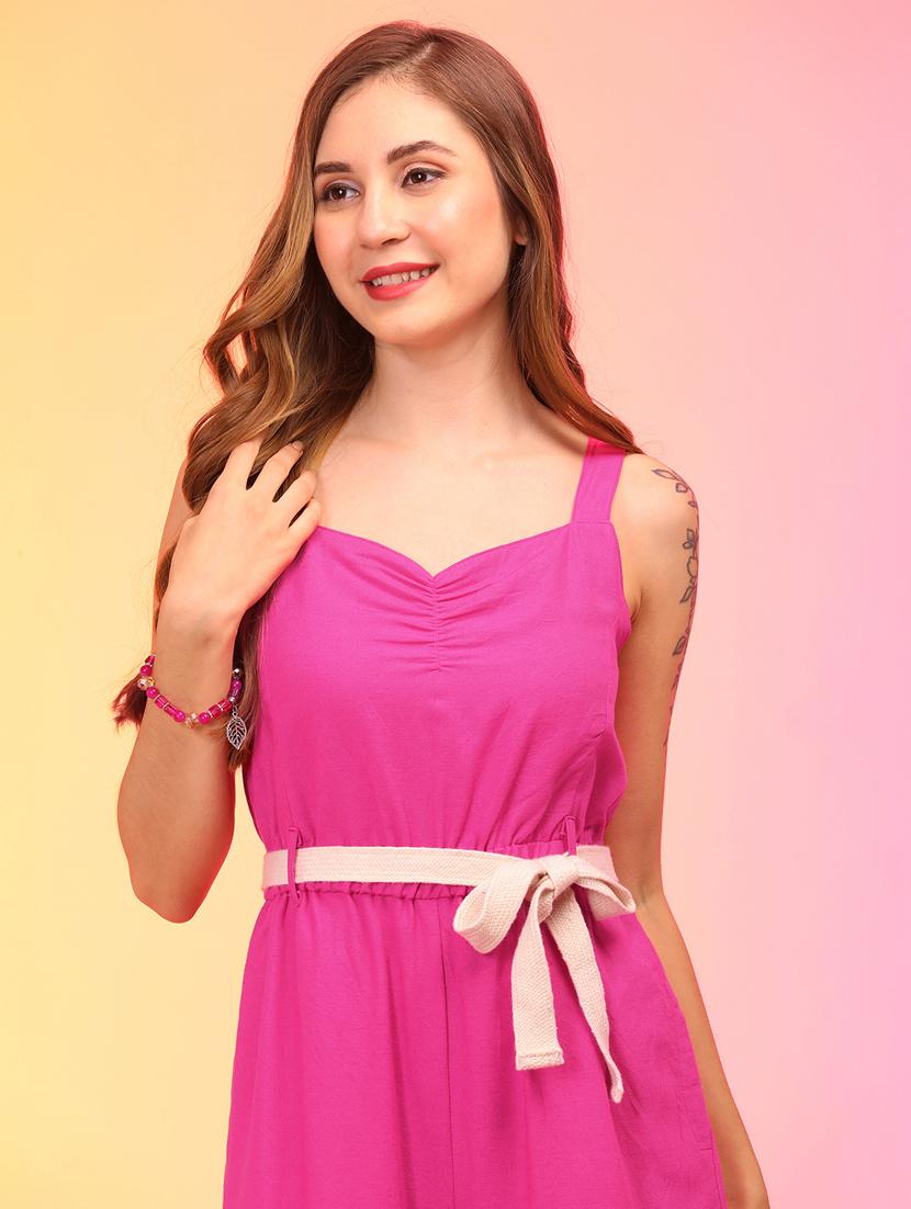 solid pink full length jumpsuit - 21145016 - Standard Image - 3