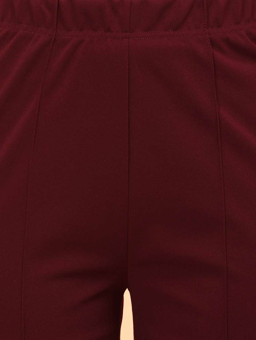 solid maroon bootcut trouser - 21145023 - Standard Image - 5