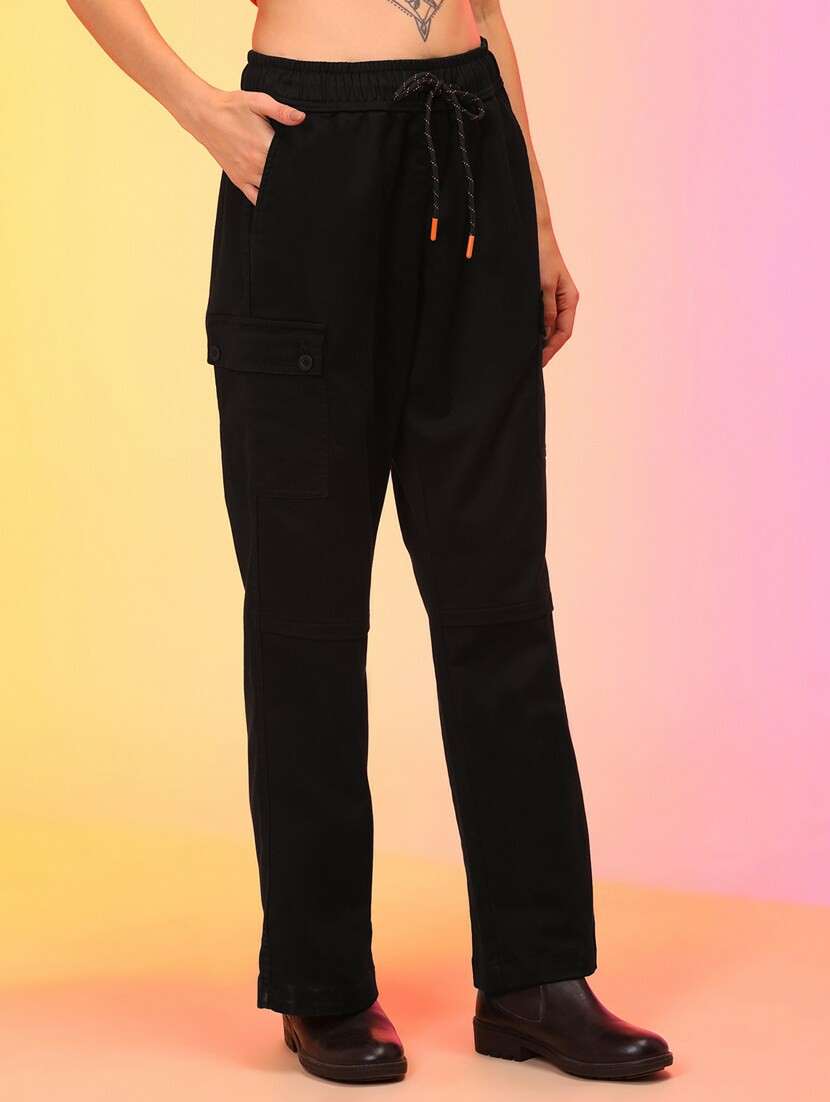 solid black cargo trouser - 21145024 -  Standard Image - 3