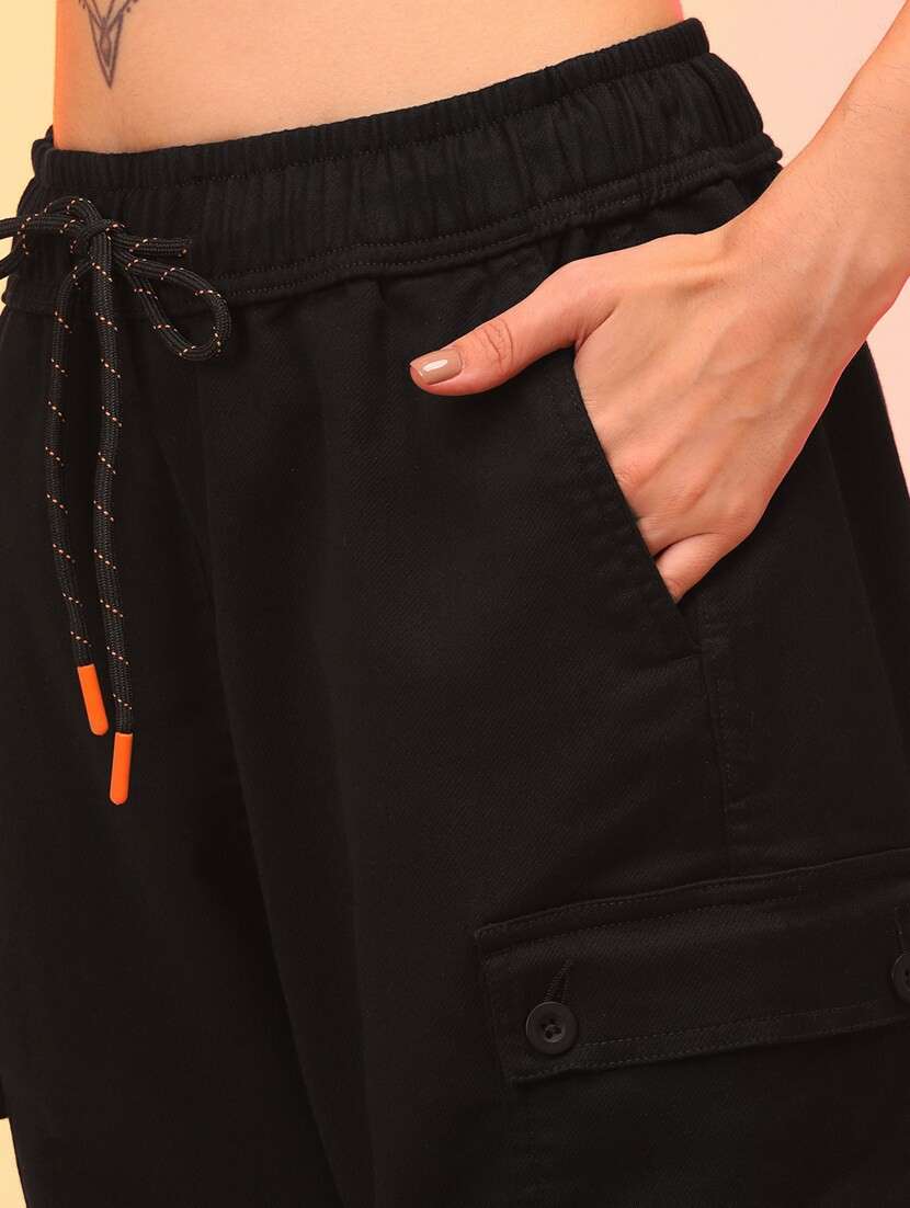 solid black cargo trouser - 21145024 -  Standard Image - 5