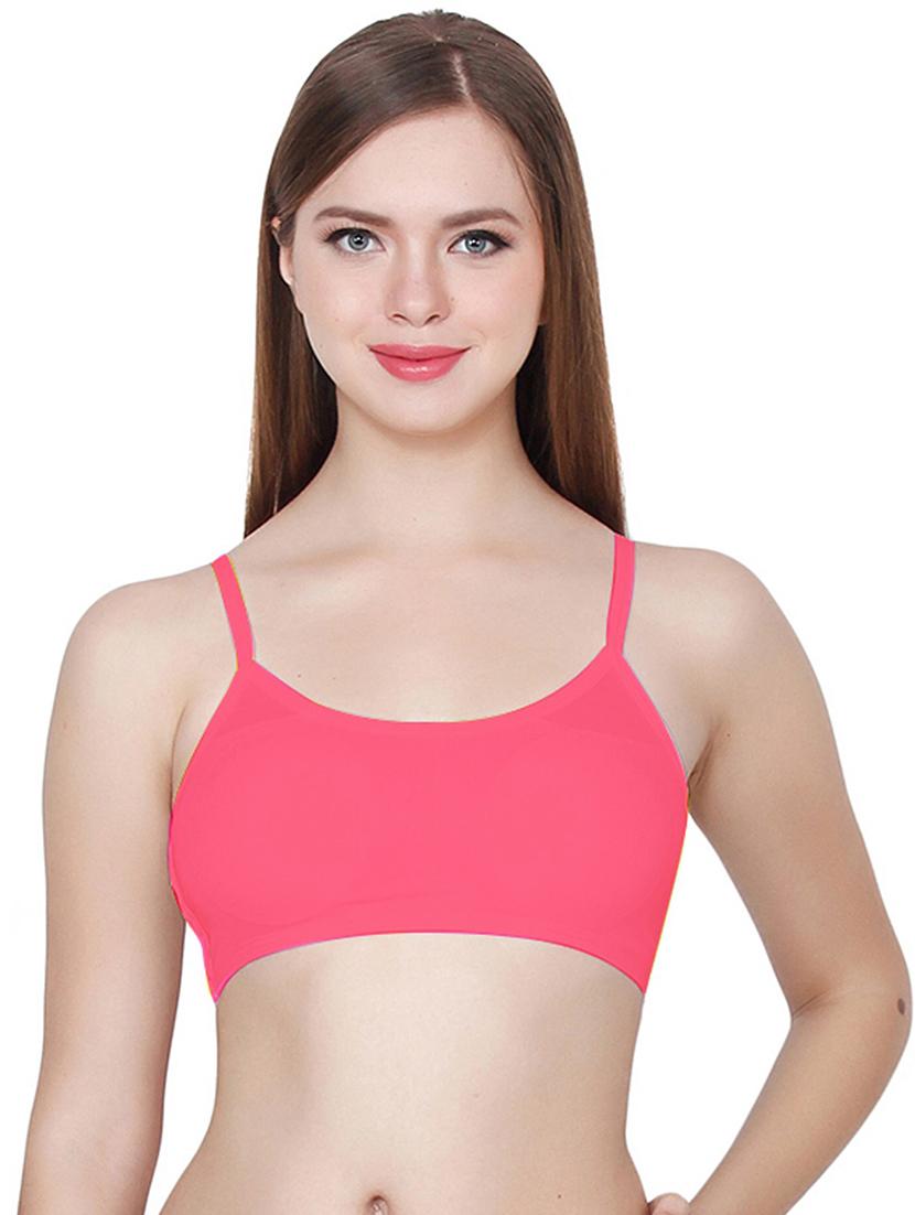 solid pink cotton blend bralette bra - 21145109 -  Zoom Image - 0
