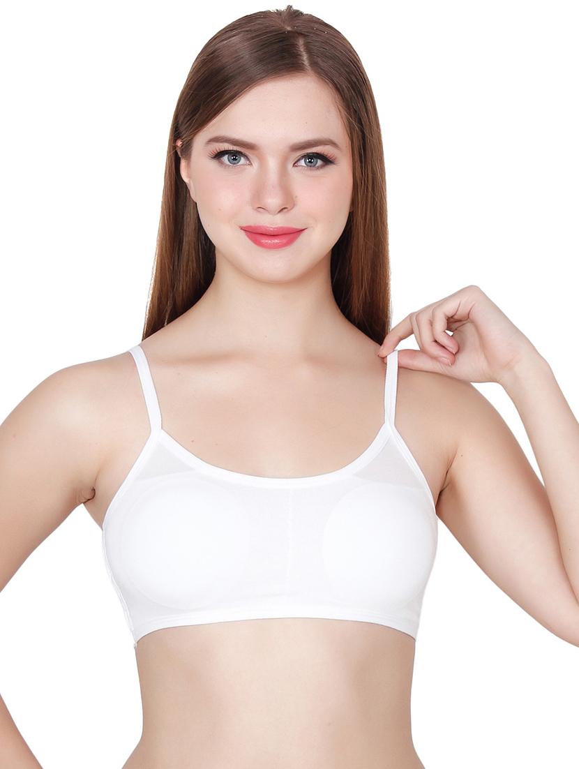 solid white cotton blend bralette bra - 21145113 - Zoom Image - 0