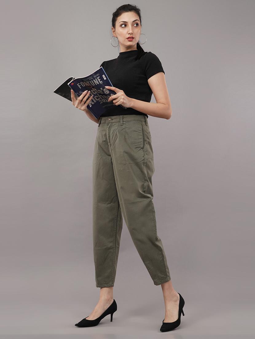 solid green flat front trouser - 21145203 - Standard Image - 3
