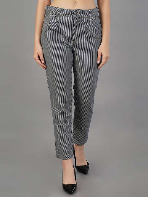 white & black striped pleated trouser - 21145205 -  Standard Image - 0