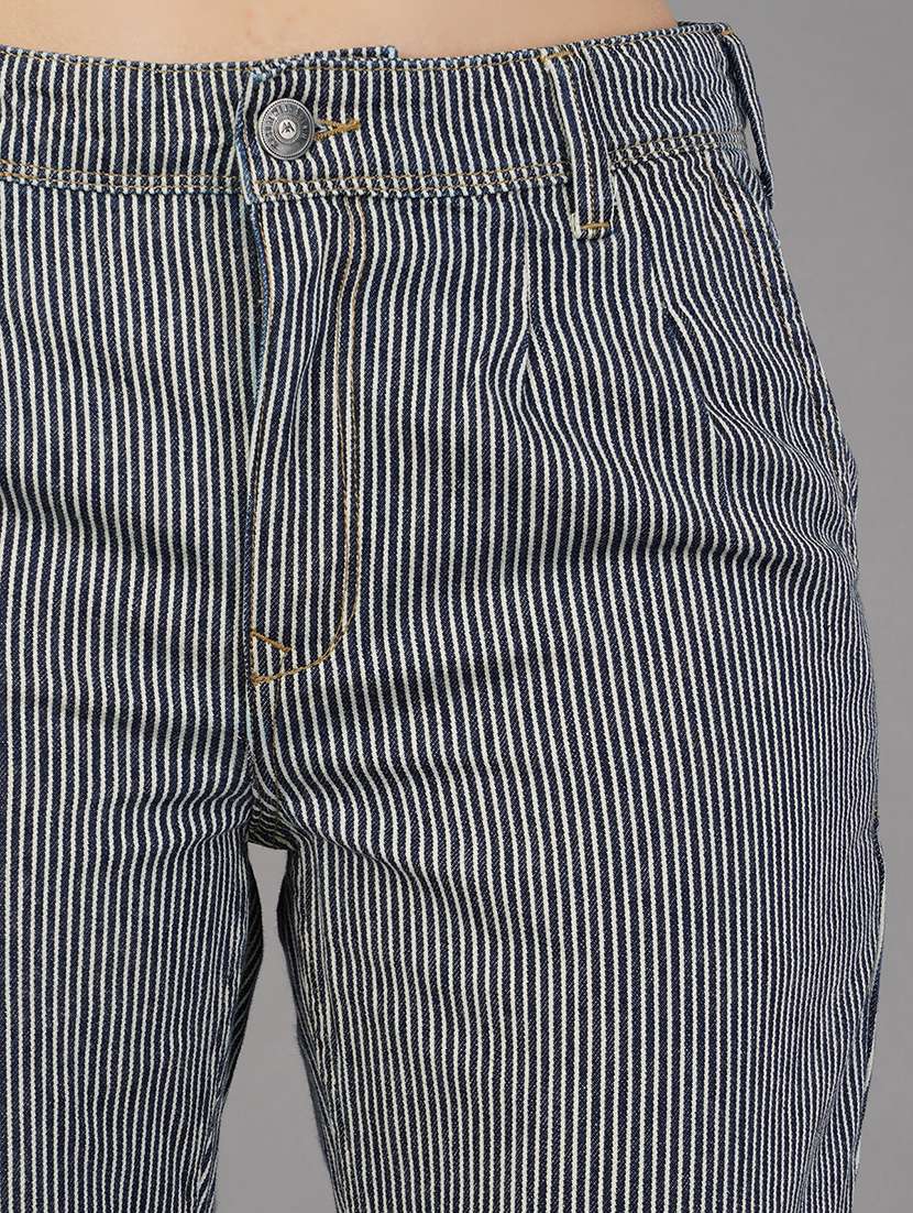 white & black striped pleated trouser - 21145205 -  Standard Image - 3